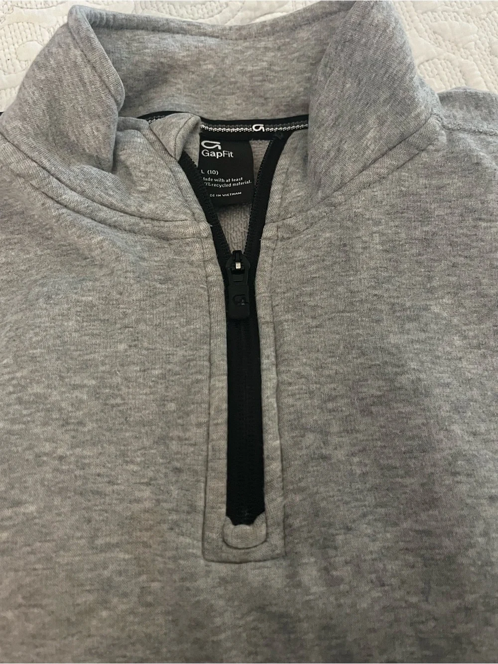 GapFit Kids Gray Fleece Quarter Zip Pullover | Size L (10)